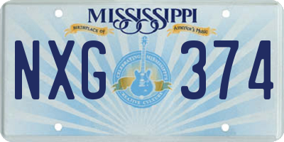MS license plate NXG374