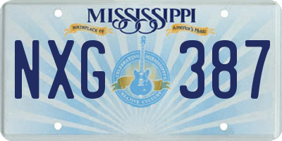 MS license plate NXG387