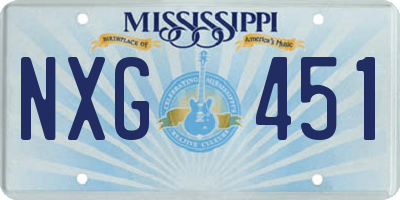 MS license plate NXG451