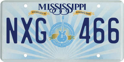 MS license plate NXG466