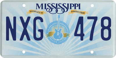 MS license plate NXG478