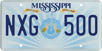 MS license plate NXG500