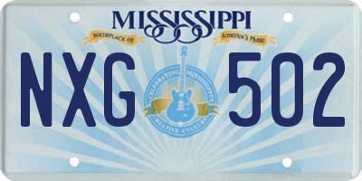 MS license plate NXG502
