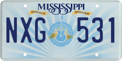 MS license plate NXG531