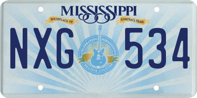 MS license plate NXG534