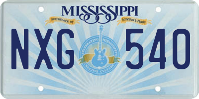 MS license plate NXG540