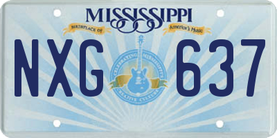 MS license plate NXG637