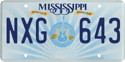 MS license plate NXG643