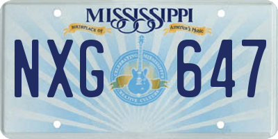 MS license plate NXG647