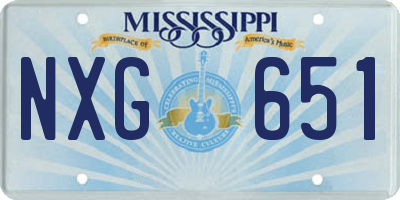 MS license plate NXG651