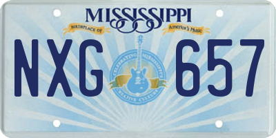 MS license plate NXG657