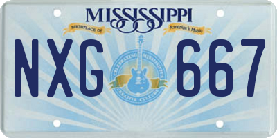 MS license plate NXG667