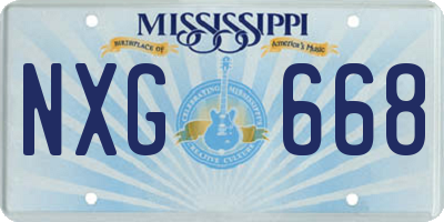 MS license plate NXG668