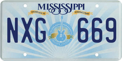 MS license plate NXG669