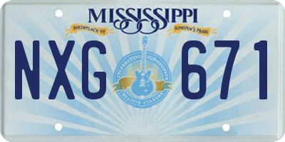 MS license plate NXG671