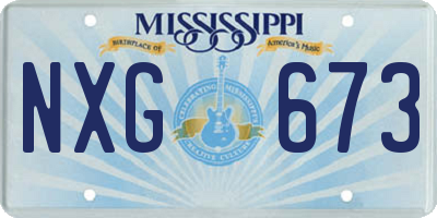 MS license plate NXG673