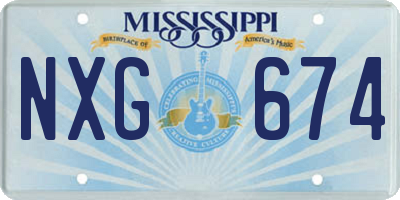 MS license plate NXG674