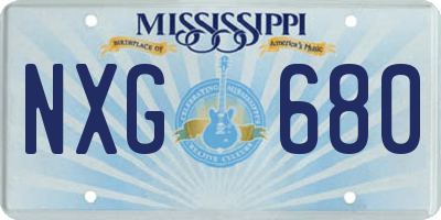 MS license plate NXG680