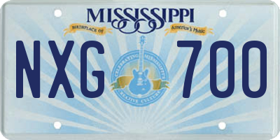 MS license plate NXG700