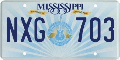 MS license plate NXG703