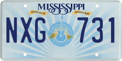 MS license plate NXG731