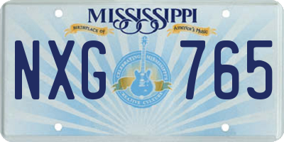 MS license plate NXG765