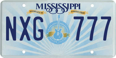 MS license plate NXG777