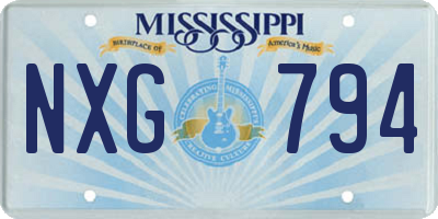 MS license plate NXG794
