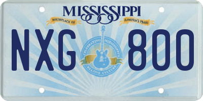 MS license plate NXG800