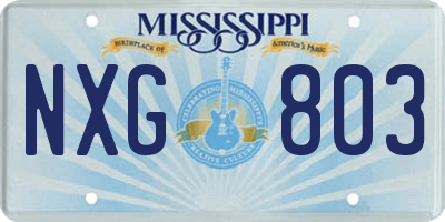 MS license plate NXG803