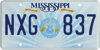 MS license plate NXG837