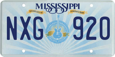 MS license plate NXG920