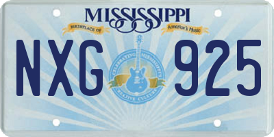 MS license plate NXG925
