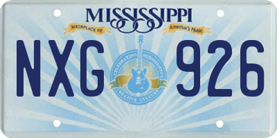 MS license plate NXG926
