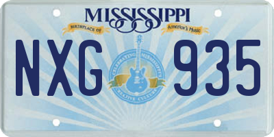 MS license plate NXG935