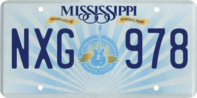 MS license plate NXG978