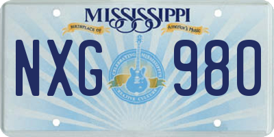 MS license plate NXG980