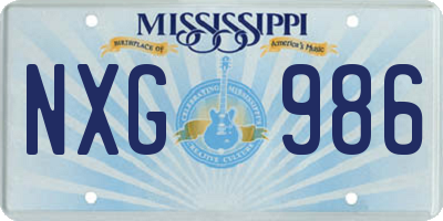 MS license plate NXG986