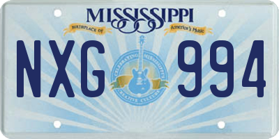 MS license plate NXG994