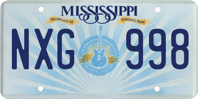 MS license plate NXG998
