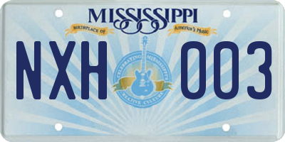 MS license plate NXH003