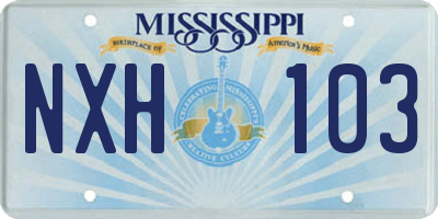 MS license plate NXH103