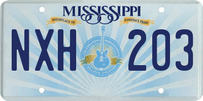 MS license plate NXH203