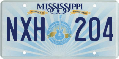 MS license plate NXH204