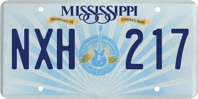 MS license plate NXH217