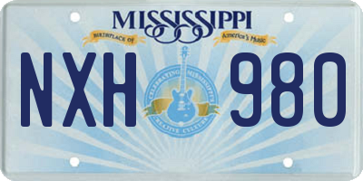 MS license plate NXH980