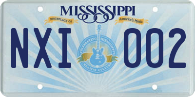 MS license plate NXI002