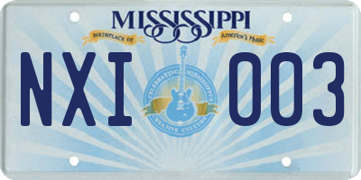 MS license plate NXI003