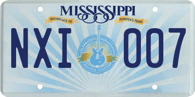 MS license plate NXI007