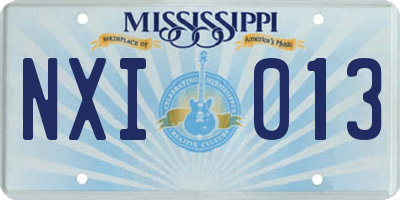 MS license plate NXI013